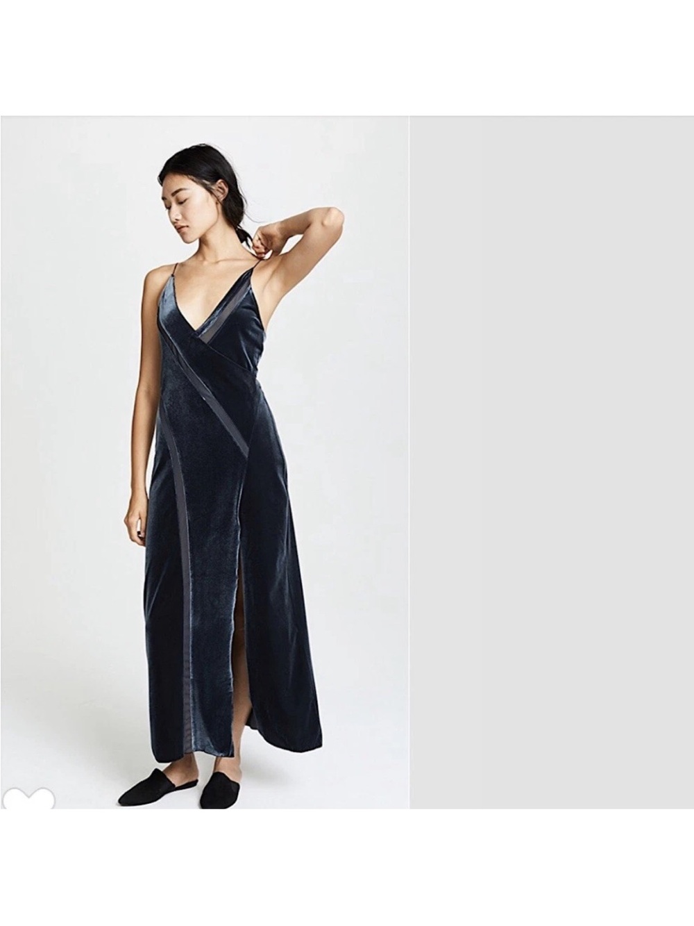 Free People Velvet Wrap Maxi Dress grey velvet size Xs new nwt